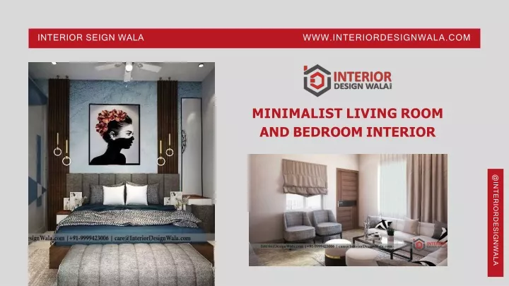 minimalist living room and bedroom interior