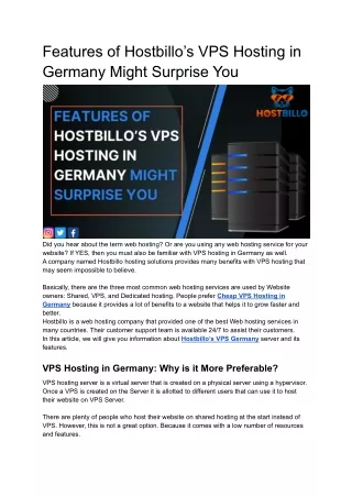 features of hostbillo s vps hosting in germany