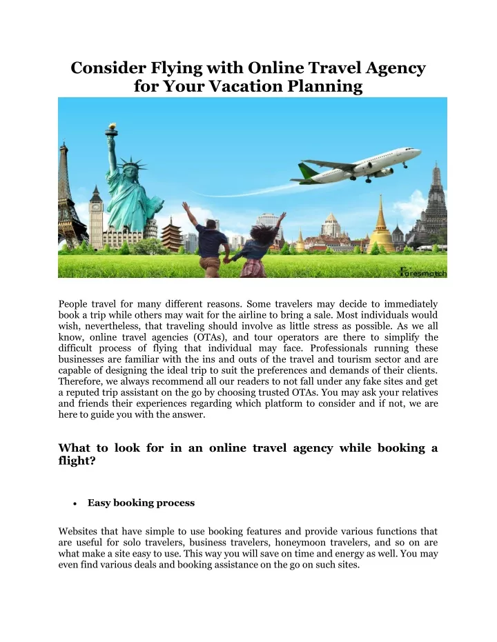 consider flying with online travel agency