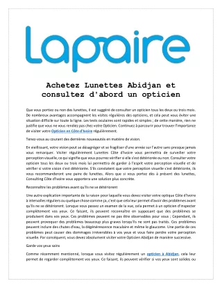 Achetez Lunettes Abidjan et consultez d'abord un opticien