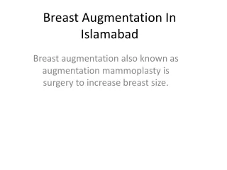 Breast Augmentation In Islamabad