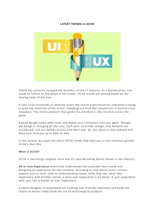 LATEST TRENDS in UI UX
