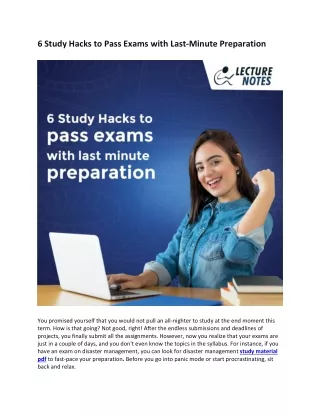 6 Study Hacks to Pass Exams with Last-Minute Preparation - LectureNotes