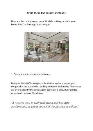 Avoid these five carpets mistakes