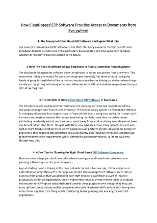 How Cloud-based ERP Software Provides Access to Documents from Everywhere
