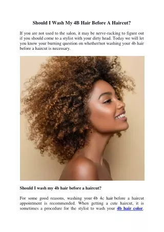 Should I wash my 4B Hair before a haircut