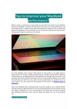 Tips to improve your MacBook performance?