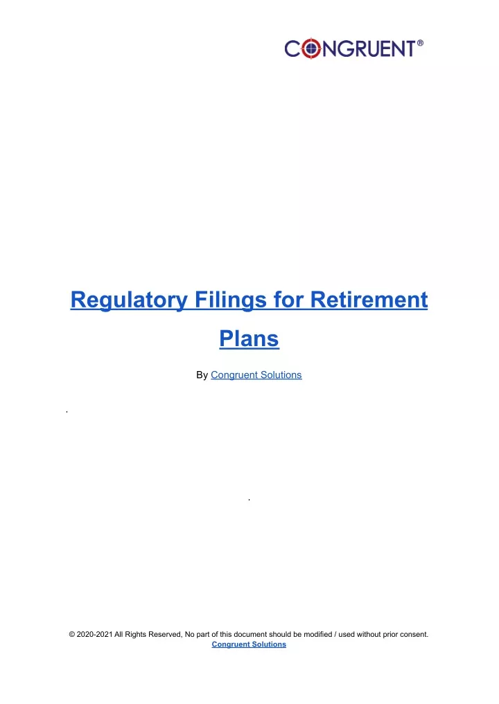 regulatory filings for retirement