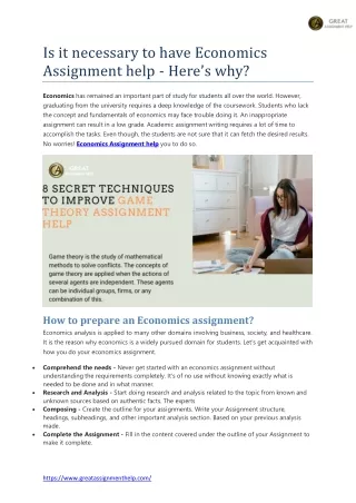 is it necessary to have economics assignment help