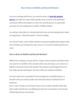 How to React in Bullish and Bearish Markets