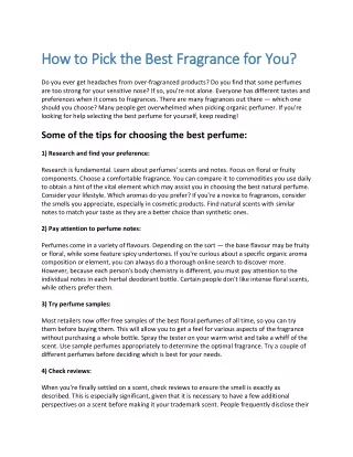 how to pick the best fragrance