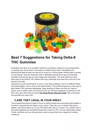 best 7 suggestions for taking delta 8 thc gummies