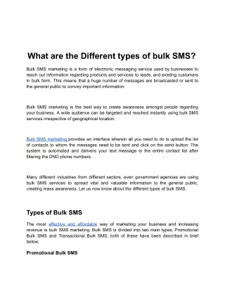 what are the different types of bulk sms