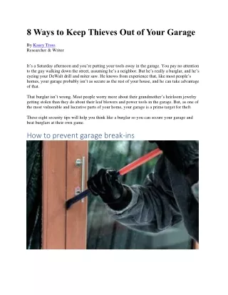 8 Ways to Keep Thieves Out of Your Garage