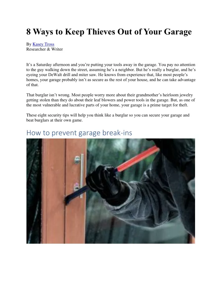 8 ways to keep thieves out of your garage