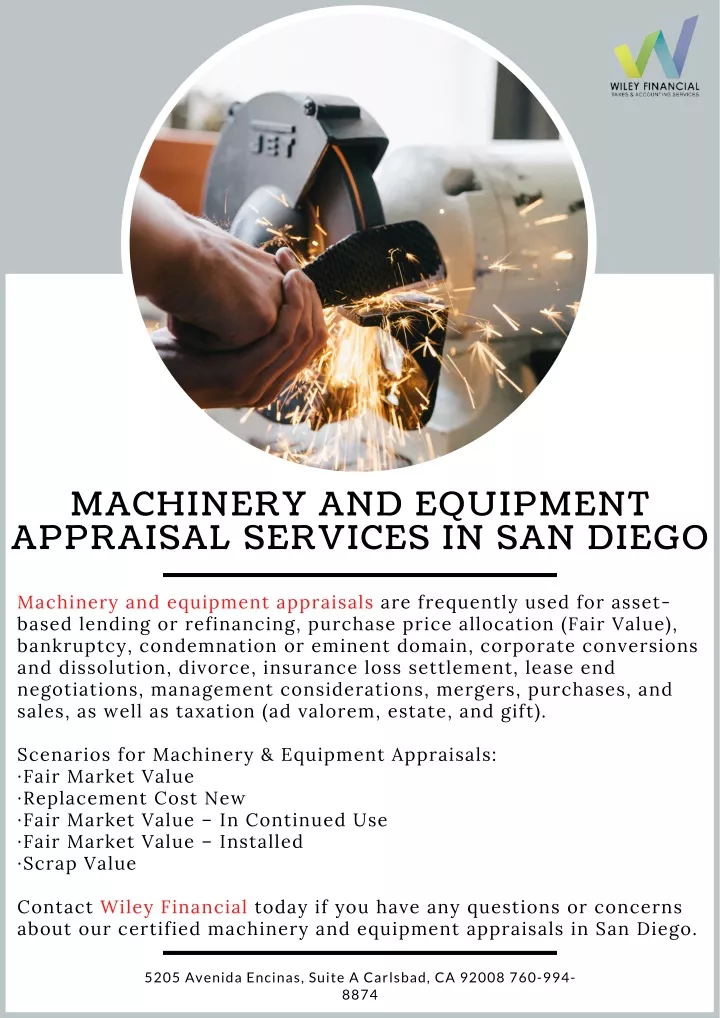 machinery and equipment appraisal services