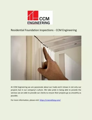 residential foundation inspections ccm engineering