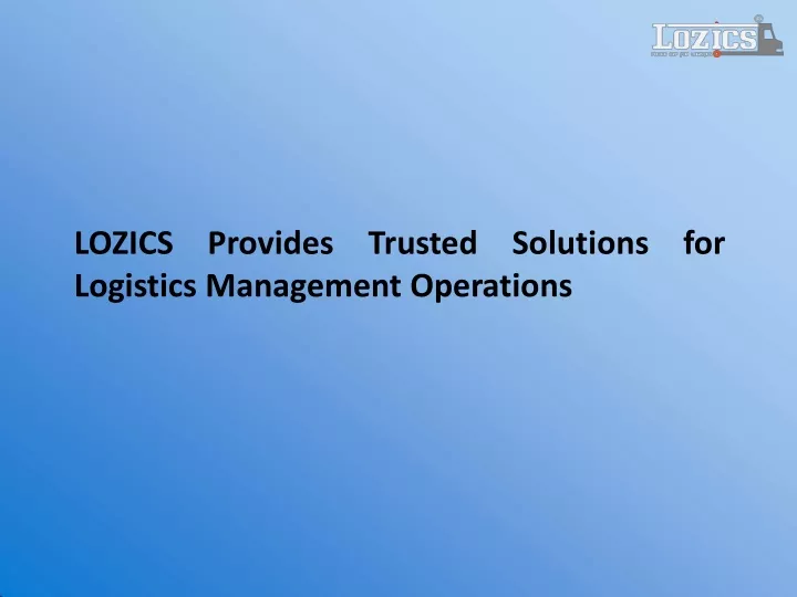 lozics logistics management operations