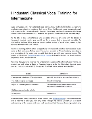 hindustani classical vocal training