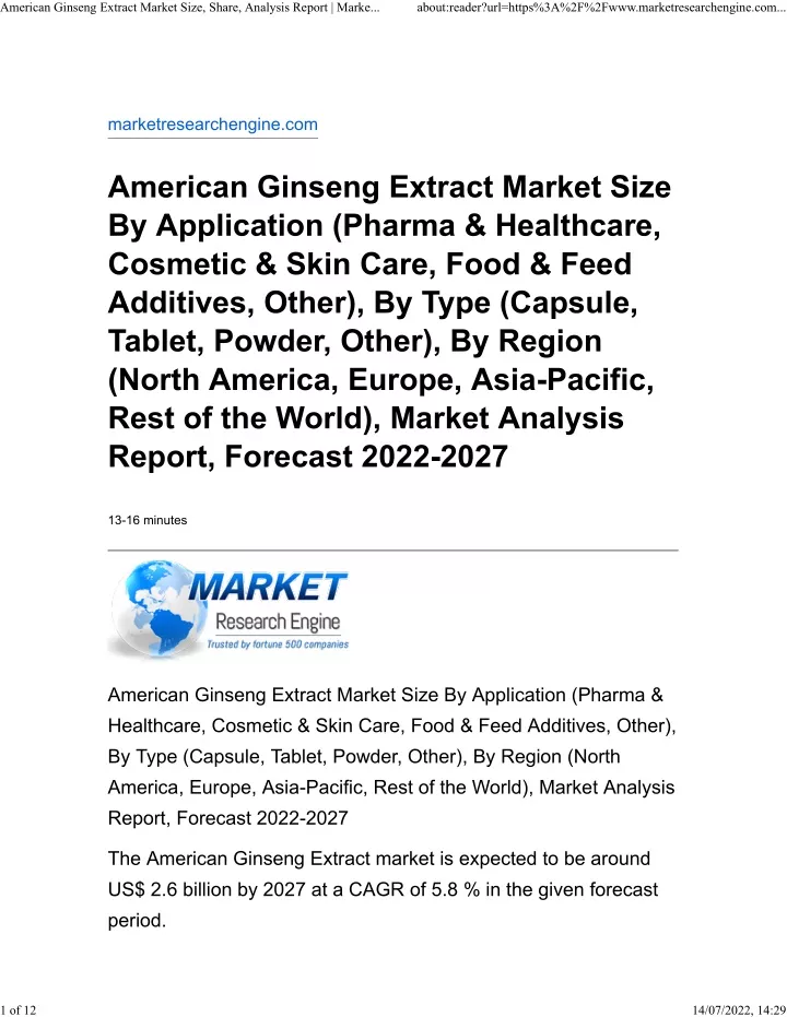 american ginseng extract market size share