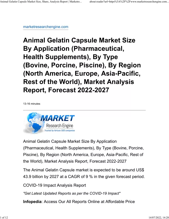 animal gelatin capsule market size share analysis