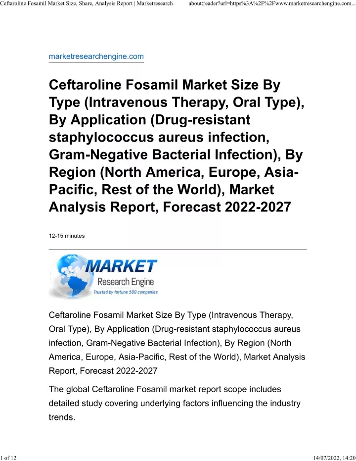 ceftaroline fosamil market size share analysis