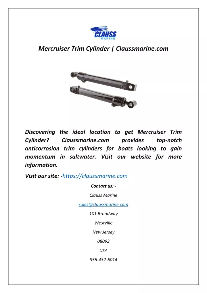 mercruiser trim cylinder claussmarine com