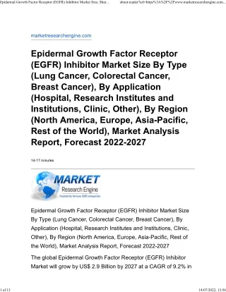 Epidermal Growth Factor Receptor (EGFR) Inhibitor Market