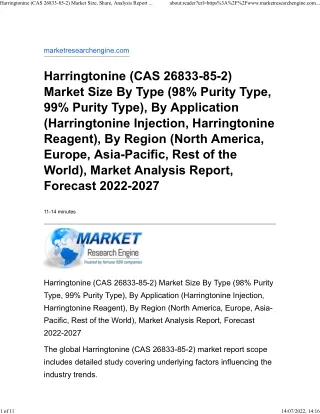 Harringtonine (CAS 26833-85-2) Market