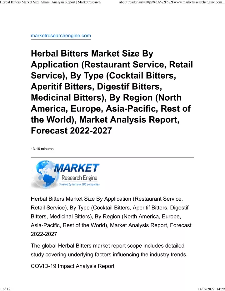 herbal bitters market size share analysis report