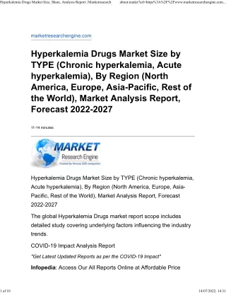 Hyperkalemia Drugs Market