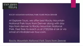 Rocky Mountain National Park Tours from Denver