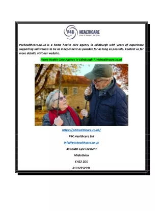 Home Health Care Agency in Edinburgh  P4chealthcare.co.uk