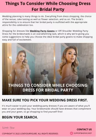 Things To Consider While Choosing Dress For Bridal Party