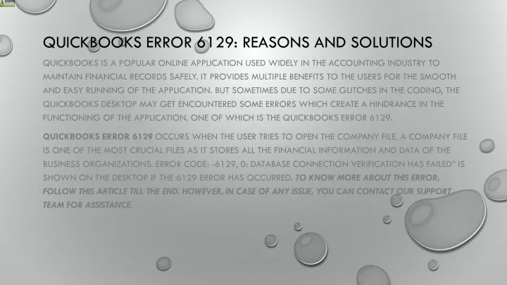 quickbooks error 6129 reasons and solutions