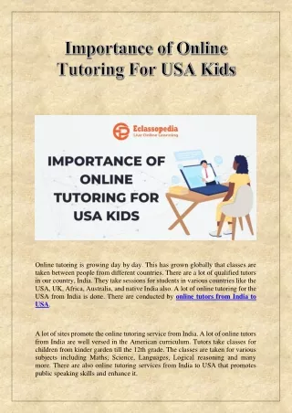 online tutoring is growing day by day this