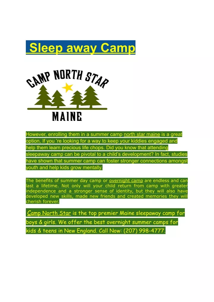 sleep away camp