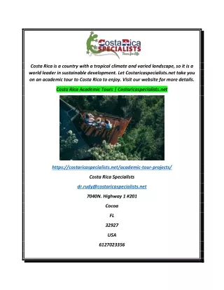 Costa Rica Academic Tours  Costaricaspecialists.net