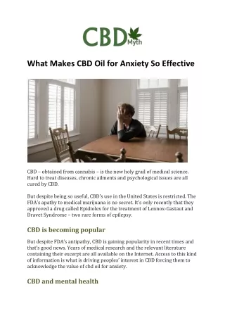 What Makes CBD Oil for Anxiety So Effective