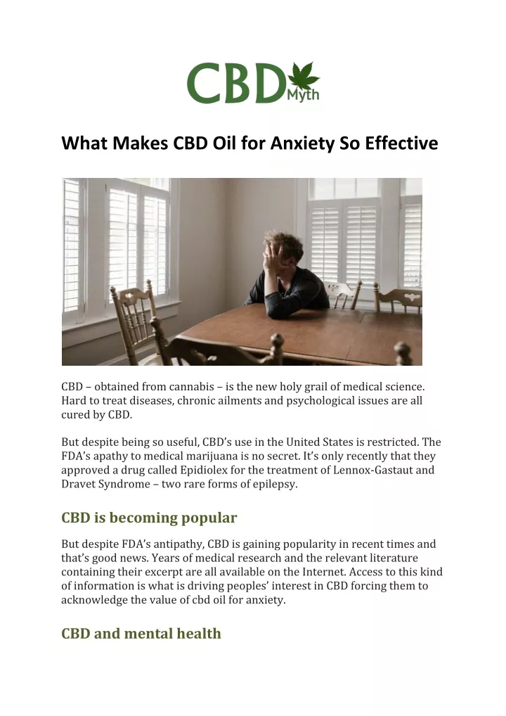 what makes cbd oil for anxiety so effective