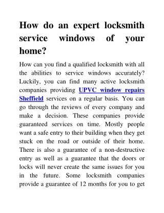 UPVC window repairs Sheffield