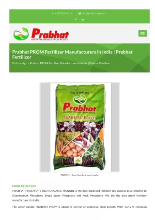 Prabhat PROM Fertilizer Manufacturers In India