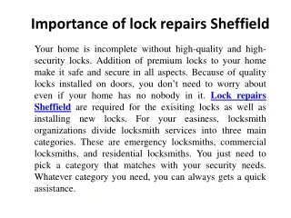 Lock Repairs Sheffield