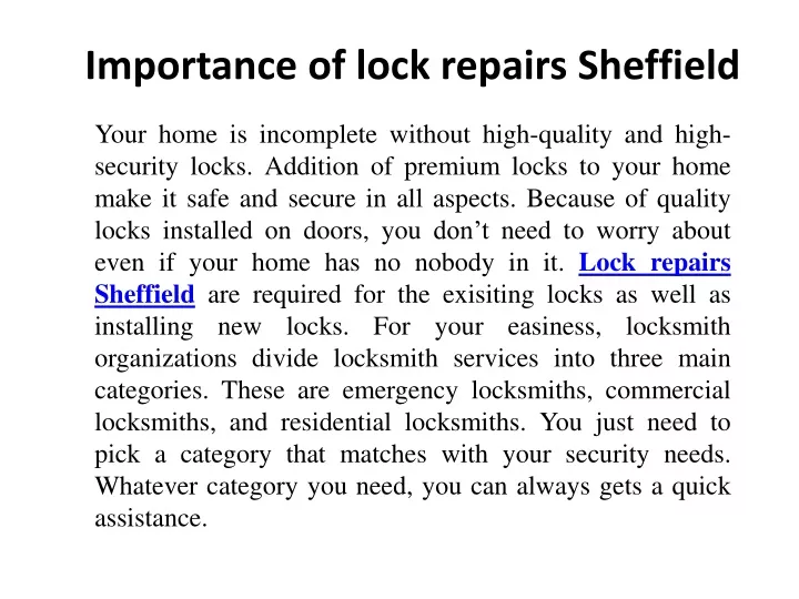 importance of lock repairs sheffield