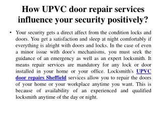 UPVC door repairs Sheffield