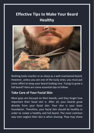 Effective Tips to Make Your Beard Healthy
