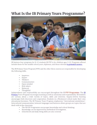 what is the ib primary years programme