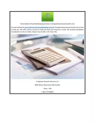 Personalized Virtual Bookkeeping Services | Evergreenbusinessservicesllc.com