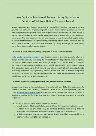 how do social media and amazon listing