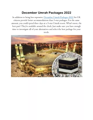 December Umrah Packages 2022